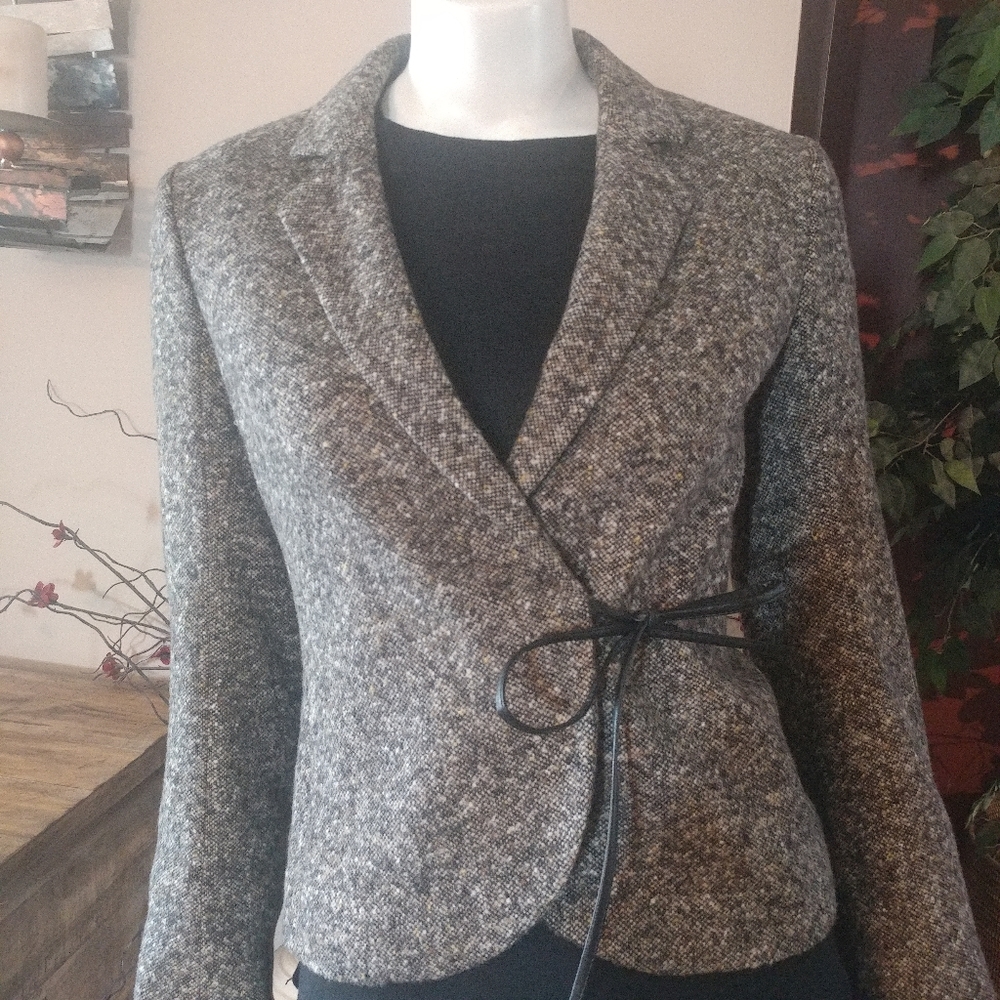 Rene Lezard Wool Brown Tweed Blazer